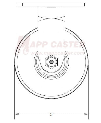 6" x 2" Retort Rigid Caster - 700 Lbs Capacity 146RETB620R - SIDE VIEW 