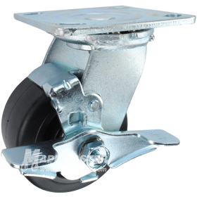 4" x 2" Rubber on Nylon Wheel Swivel Brake Caster - 400 Lbs Capacity