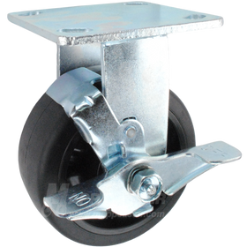 5" x 2" Rubber on Nylon Wheel wheel Rigid Brake Caster - 450 Lbs Capacity