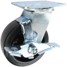 5" x 2" Rubber on Nylon Wheel Swivel Brake Caster - 450 Lbs Capacity
