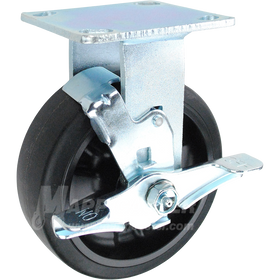 146RNB620RB  6" x 2"& Rubber on Nylon Wheel & Rigid Brake Caster 500 LBS CAPACITY  