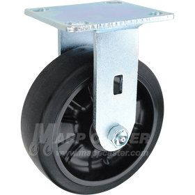 146RNB620R 6" x 2" Rubber on Nylon Wheel & Rigid Caster 500 LBS CAPACITY 