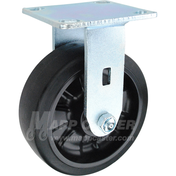 146RNB620R 6" x 2" Rubber on Nylon Wheel & Rigid Caster 500 LBS CAPACITY 