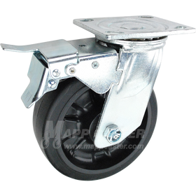 146RNB620SBTL 6" x 2" Rubber on Nylon Wheel Swivel Caster with Total Locking Brake 500 LBS CAPACITY 