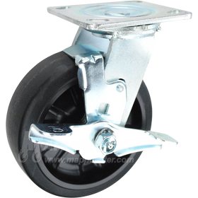146RNB620SB - 6" x 2" Rubber on Nylon Wheel Swivel Brake Caster  500 LBS CAPACITY 
