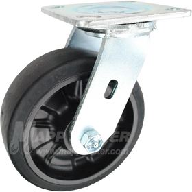 146RNB620S 6" x 2" Rubber on Nylon Wheel Swivel Caster - 500 Lbs Capacity