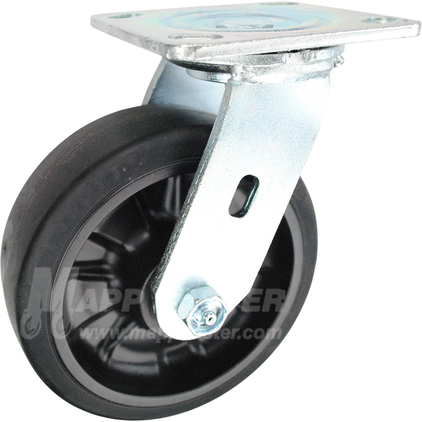 146RNB620S 6" x 2" Rubber on Nylon Wheel Swivel Caster - 500 Lbs Capacity
