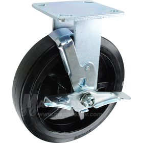146RNB820RB 8" x 2" Rubber on Nylon Wheel Rigid caster with Brake - 600 Lbs Capacity