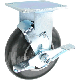 146RND620RB - 6" x 2" Balloon Cushioned Rubber Wheel Rigid Caster 350 LBS CAPACITY 146RND620RB