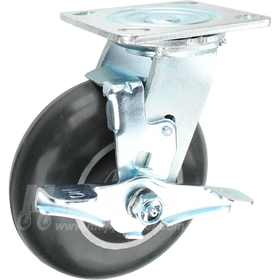 146RND620SB - 6" x 2" Balloon Cushion Wheel Swivel Brake Caster - 350 LBS