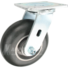 146RND620S - 6" x 2" Balloon Cushioned Rubber Wheel Swivel Caster 350 LBS CAPACITY