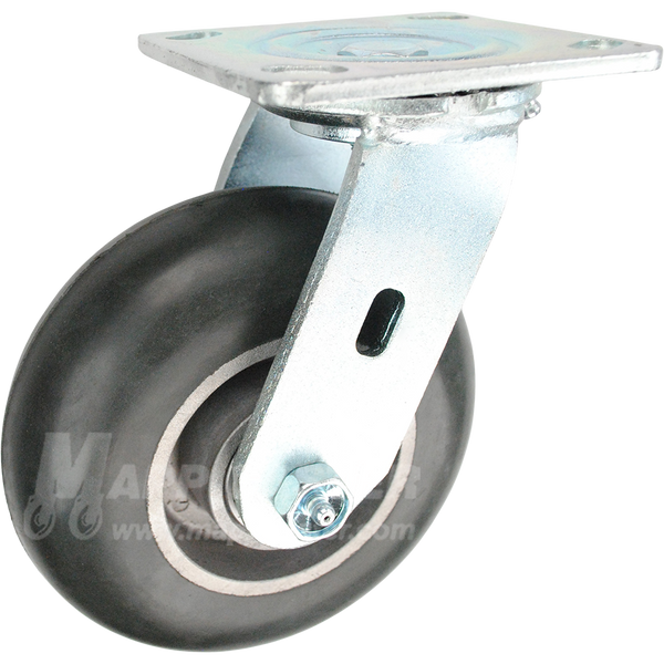 146RND620S - 6" x 2" Balloon Cushioned Rubber Wheel Swivel Caster 350 LBS CAPACITY
