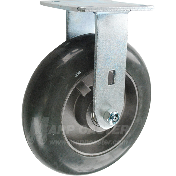 146RND820R 8" x 2" Balloon Cushion Wheel Rubber Rigid Caster - 450 Lbs Capacity