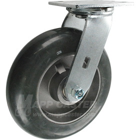 146RND820S 8" x 2" Balloon Cushion Wheel Rubber Swivel Caster - 450 Lbs Capacity