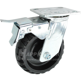 6" x 2" Rugged Thermoplastic Rubber (TPR) Wheel Swivel Caster with Total Locking Brake - 550 Lbs Capacity