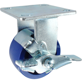 4" x 2" Solid Polyurethane Wheel Rigid Brake Caster - 750 Lbs Capacity