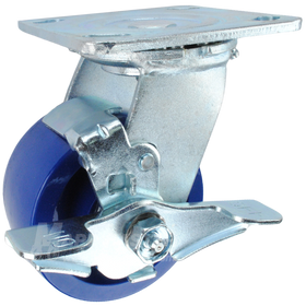 4" x 2" Solid Polyurethane Wheel Swivel Brake Caster - 750 Lbs Capacity 