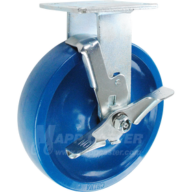 146SPU820RB 8" x 2" Solid Polyurethane Wheel Rigid Brake Caster - 900 Lbs Capacity
