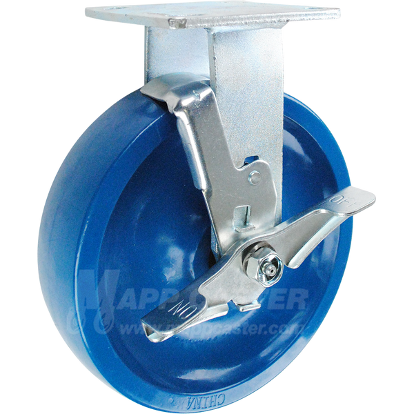 146SPU820RB 8" x 2" Solid Polyurethane Wheel Rigid Brake Caster - 900 Lbs Capacity