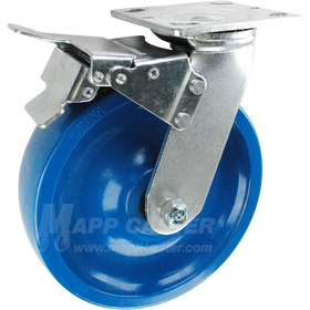 146SPU820SBTL 8" x 2" Solid Polyurethane Wheel Swivel Caster with Total Locking Brake - 900 Lbs Capacity 