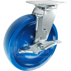 146SPU820SB 8" x 2" Solid Polyurethane Wheel Swivel Brake Caster - 900 Lbs Capacity