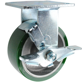 146UARB520RB - 5in Green Polyurethane Rigid Brake Caster.