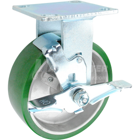 146UARB620RB - 5" x 2" Green Poly on Aluminum Wheel Rigid Caster - 900 Lbs Capacity 