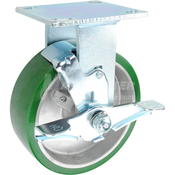 146UARB620RB - 5" x 2" Green Poly on Aluminum Wheel Rigid Caster - 900 Lbs Capacity 