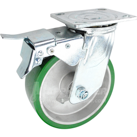 146UARB620SBTL 6" x 2" Green Polyurethane on Aluminum Wheel Swivel Caster - 1200 Lbs Capacity 