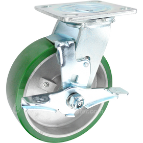 146UARB620SB  6" x 2" Green Polyurethane on Aluminum Wheel Swivel Caster - 1200 Lbs Capacity 