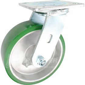 146UARB620S 6" x 2" Green Polyurethane on Aluminum Wheel Swivel Caster - 1200 Lbs Capacity 