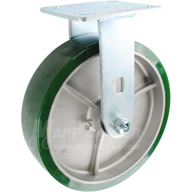 146UARB820R 8" x 2" Green Polyurethane on Aluminum Wheel Rigid Caster - 1200 Lbs Capacity