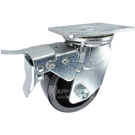 4" x 2" Polyurethane on Iron Wheel Swivel Caster with Total Locking Brake - 800 Lbs Capacity