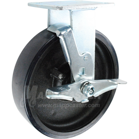 146UIRB820RB 8" x 2" Polyurthane on Iron Wheel Rigid Brake Caster - 1,250 Lbs Capacity