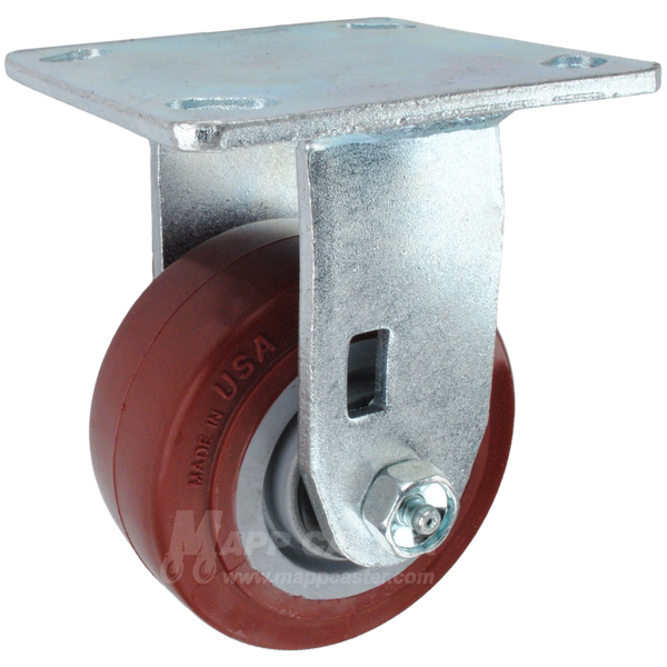 4" x 2" Polyurethane Wheel Rigid Caster - 600 Lbs Capacity