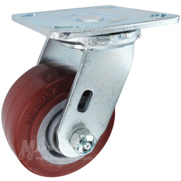 4" x 2" Polyurethane Wheel Swivel Caster - 600 Lbs Capacity