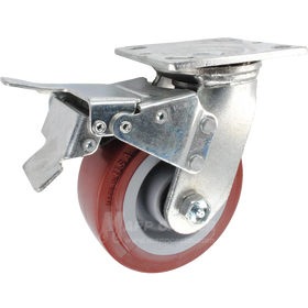 5" x 2" Polyurethane on Polyolefin Wheel Swivel Caster with Total Locking Brake - 750 Lbs Capacity