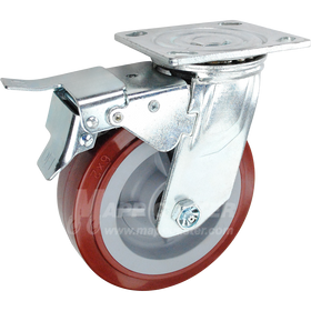 146UPRB620SBTL 6" x 2" Polyurethane Wheel Swivel Caster with Total Locking Brake - 900 Lbs Capacity 