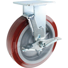 146UPRB820RB 8" x 2" Polyurethane Wheel Rigid Brake Caster - 1,000 Lbs Capacity