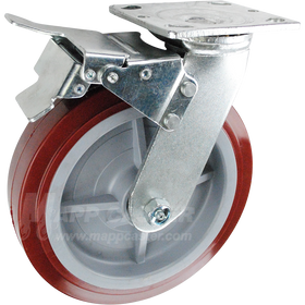 146UPRB820SBTL 8" x 2" Polyurethane Wheel Swivel Caster with Total Locking Brake - 1,000 Lbs Capacity