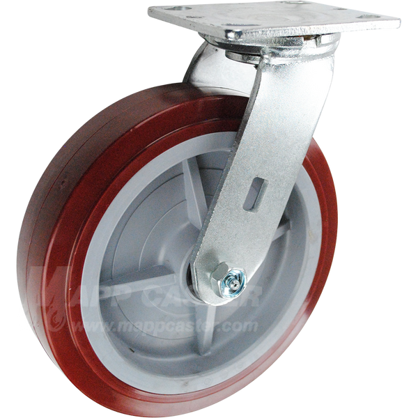 146UPRB820S 8" x 2" Polyurethane Wheel Swivel Caster - 1,000 Lbs Capacity