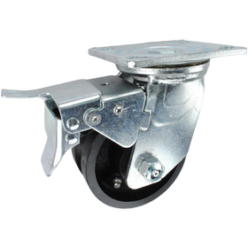 4" x 2" Cast lron V-Groove Wheel Swivel Caster with Total Locking Brake - 600 Lbs Capacity