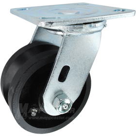 4" x 2" Cast lron V-Groove Wheel Swivel Caster - 600 Lbs  Capacity