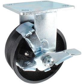 5" x 2" Cast Iron V-Groove Wheel Rigid Brake Caster - 900 Lbs Capacity