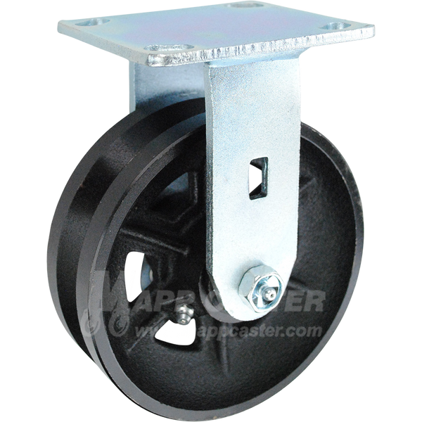 146VIRB620R 6" x 2" Cast Iron V-Groove Wheel Rigid Caster - 1000 Lbs Capacity