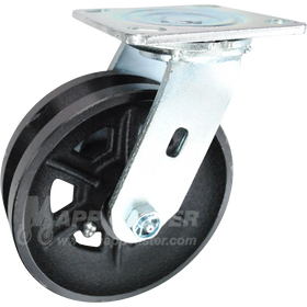 146VIRB620S 6" x 2" Cast Iron V-Groove Wheel Swivel Caster - 1000 Lbs Capacity