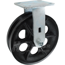 146VIRB820R 8" x 2" Cast Iron V-Groove Wheel Rigid Caster - 1,200 Lbs Capacity