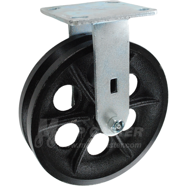 146VIRB820R 8" x 2" Cast Iron V-Groove Wheel Rigid Caster - 1,200 Lbs Capacity
