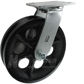 146VIRB820S 8" x 2" Cast Iron V-Groove Wheel Swivel Caster - 1000 Lbs Capacity