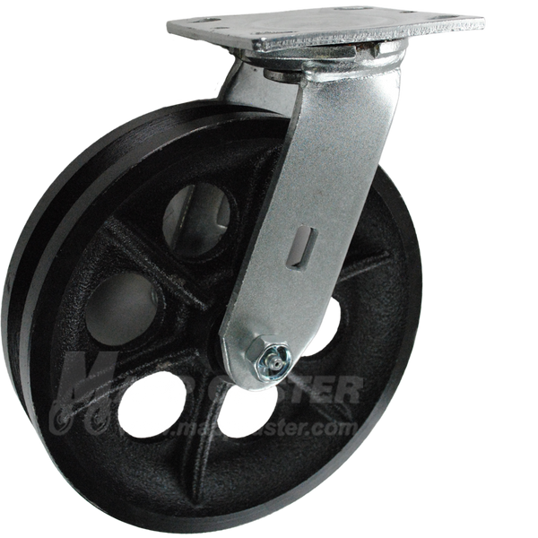 146VIRB820S 8" x 2" Cast Iron V-Groove Wheel Swivel Caster - 1000 Lbs Capacity